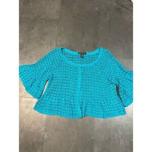 INC women‎ size M Turquoise Crochet Sweater by INC International Concepts B-122